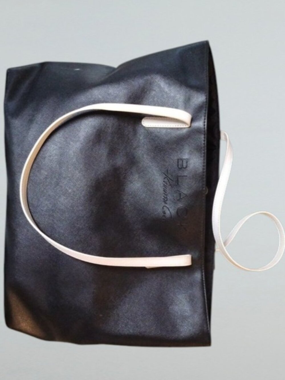 Kenneth Cole Large Black Tote with White Handles Button Closure